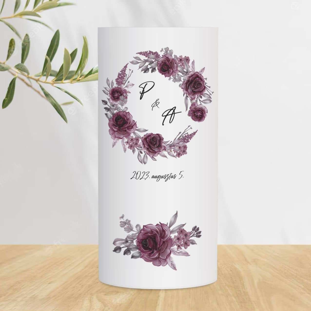 Burgundi koszorú fényhenger