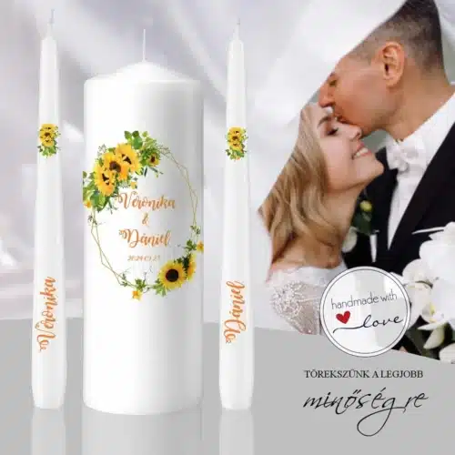 Sunflower esküvőigyertya szett
