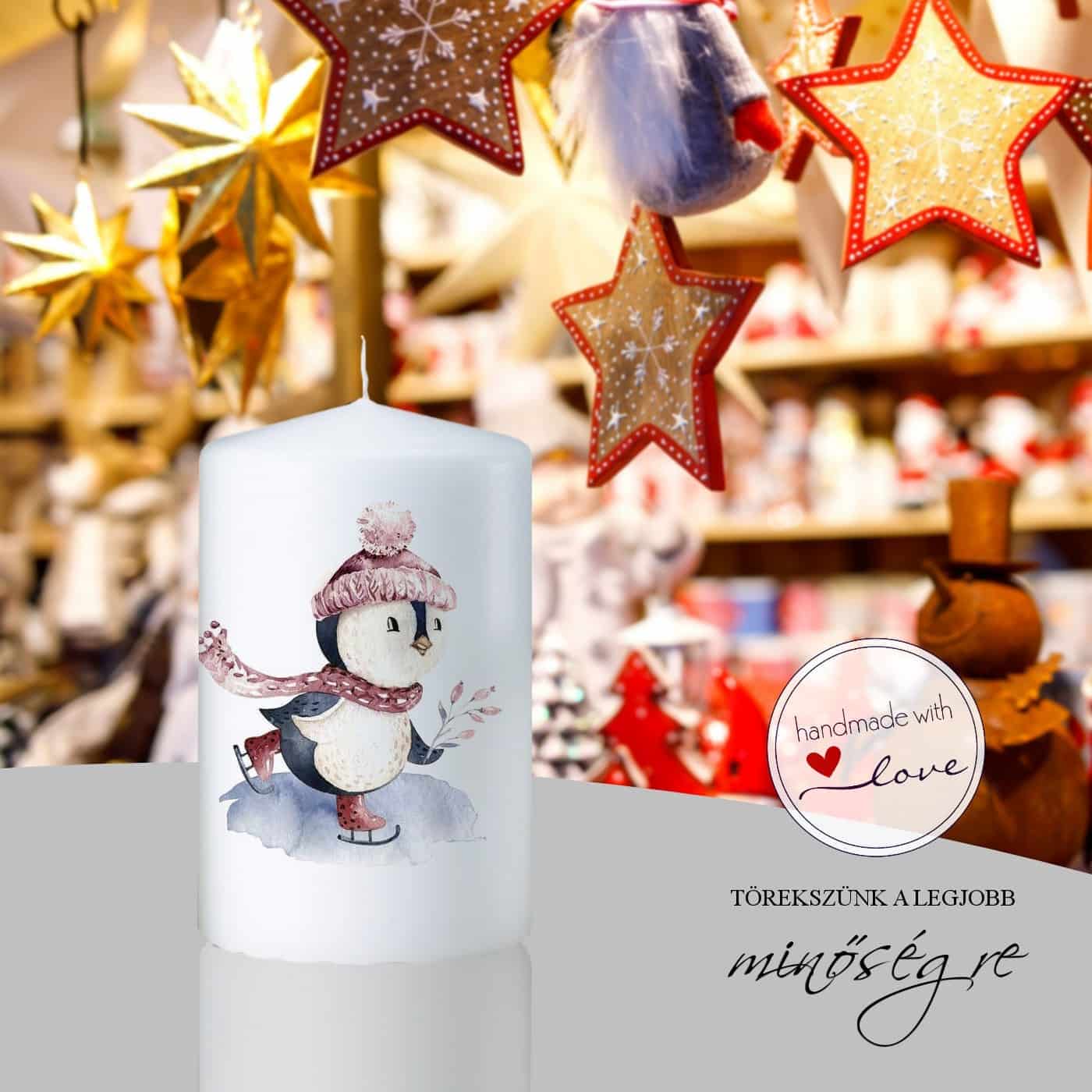 Téli pingvinek adventi gyertya szett