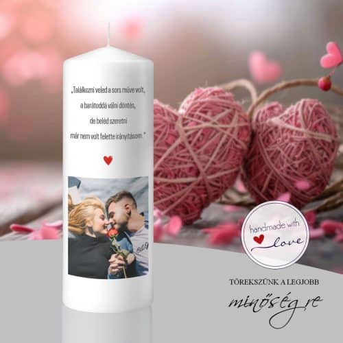 Sorsunk fénye fényképes valentin napi gyertya egyedi kézműves személyre szabható