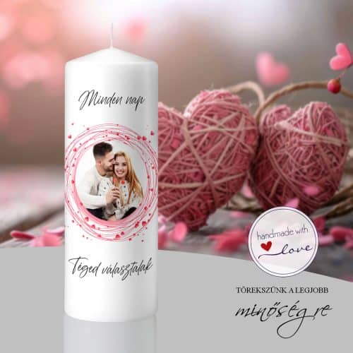 Tégd választalak valentin napi fényképes gyertya egyedi névre szóló kézműves