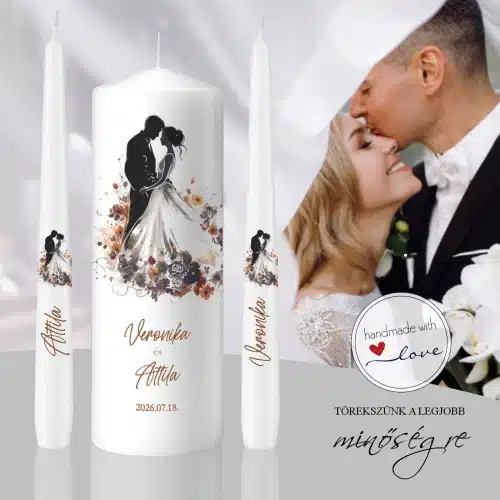 A Nagy Igen esküvői gyertya szett egyedi névre szóló