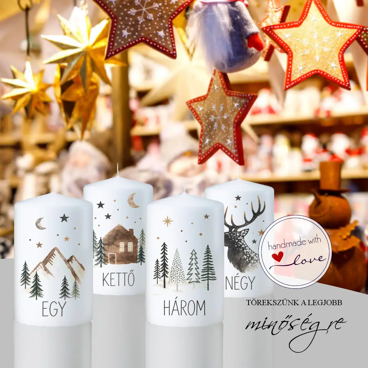 Éjféli erdő adventi gyertya szett